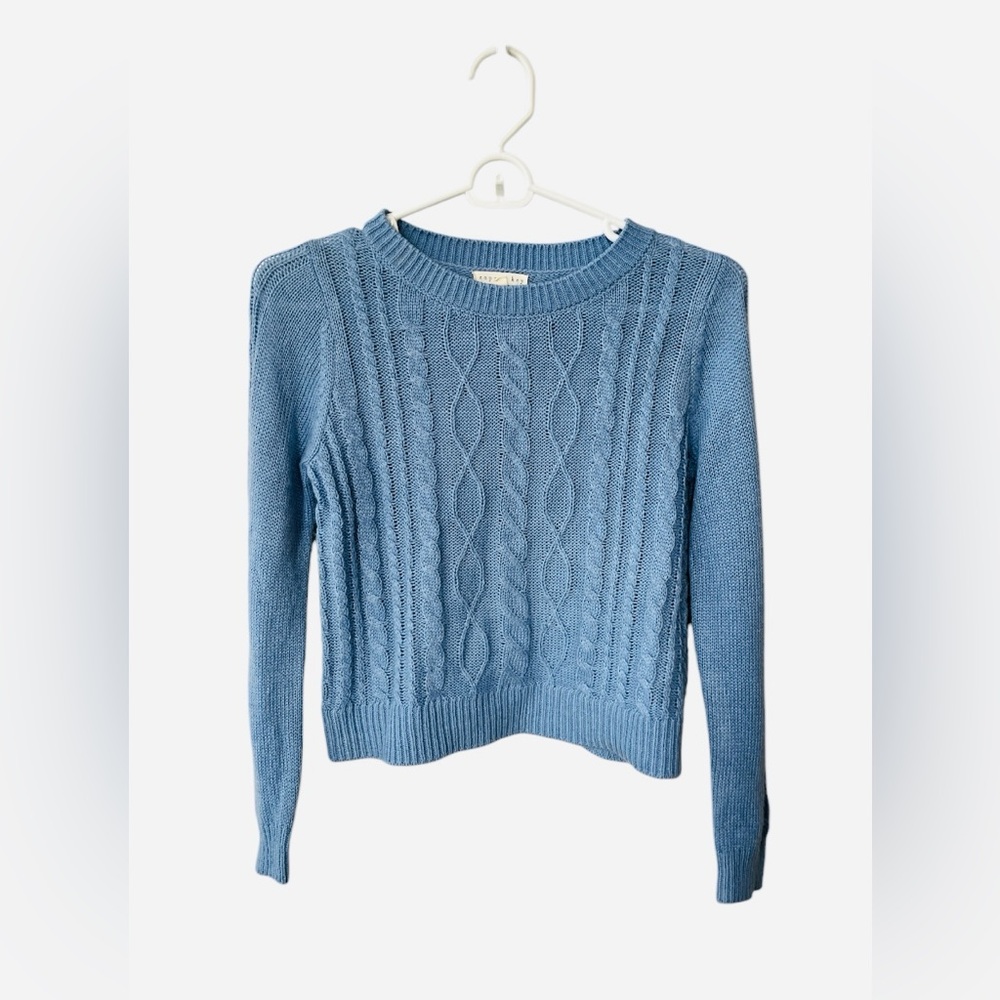 Copper Key Girls Blue Gray Lightweight Cable Knit Sweater Size Large
